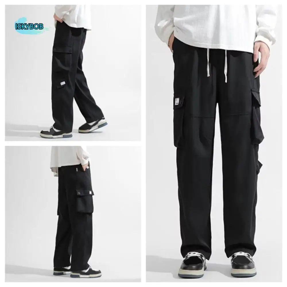 

Casual Drawstring Wide Leg Sweatpants Y2K Oversized Baggy Cargo Pants Loose High Waisted Men Joggers Trousers Streetwear