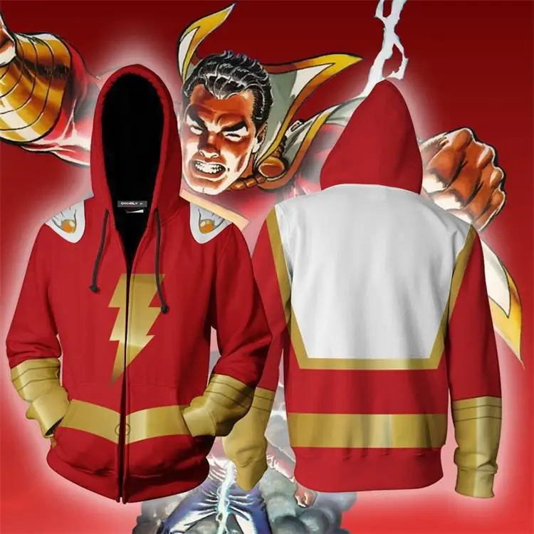 Movie Shazam Hoodies Black Adam Sweatshirt Cosplay Hooded Deathstroke 3D Printing Jacket Zipper Clothes Unisexy Hoody Coat Gifts