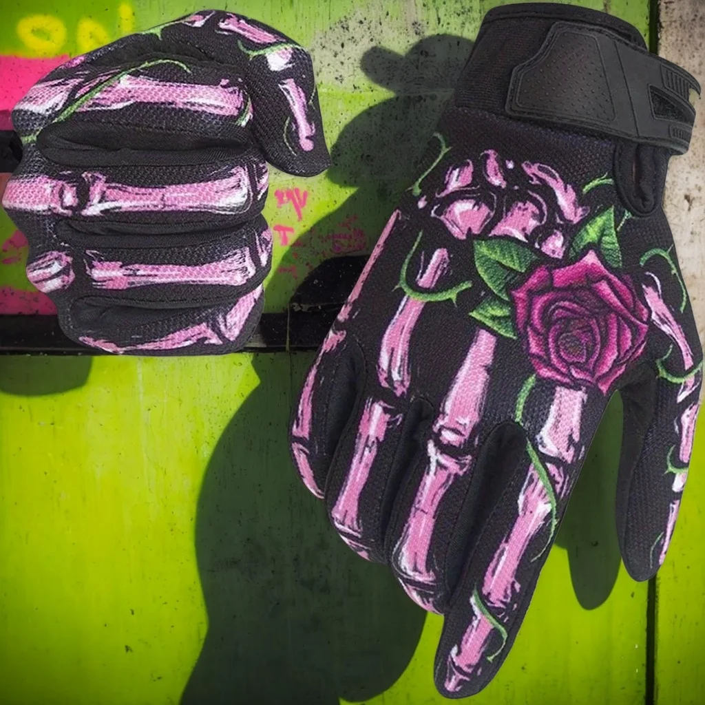 

1 пара велосипедных перчаток с полным пальцем — мотоциклетные перчатки с сенсорным экраном и дизайном Джокера/черепа (горный велосипед)