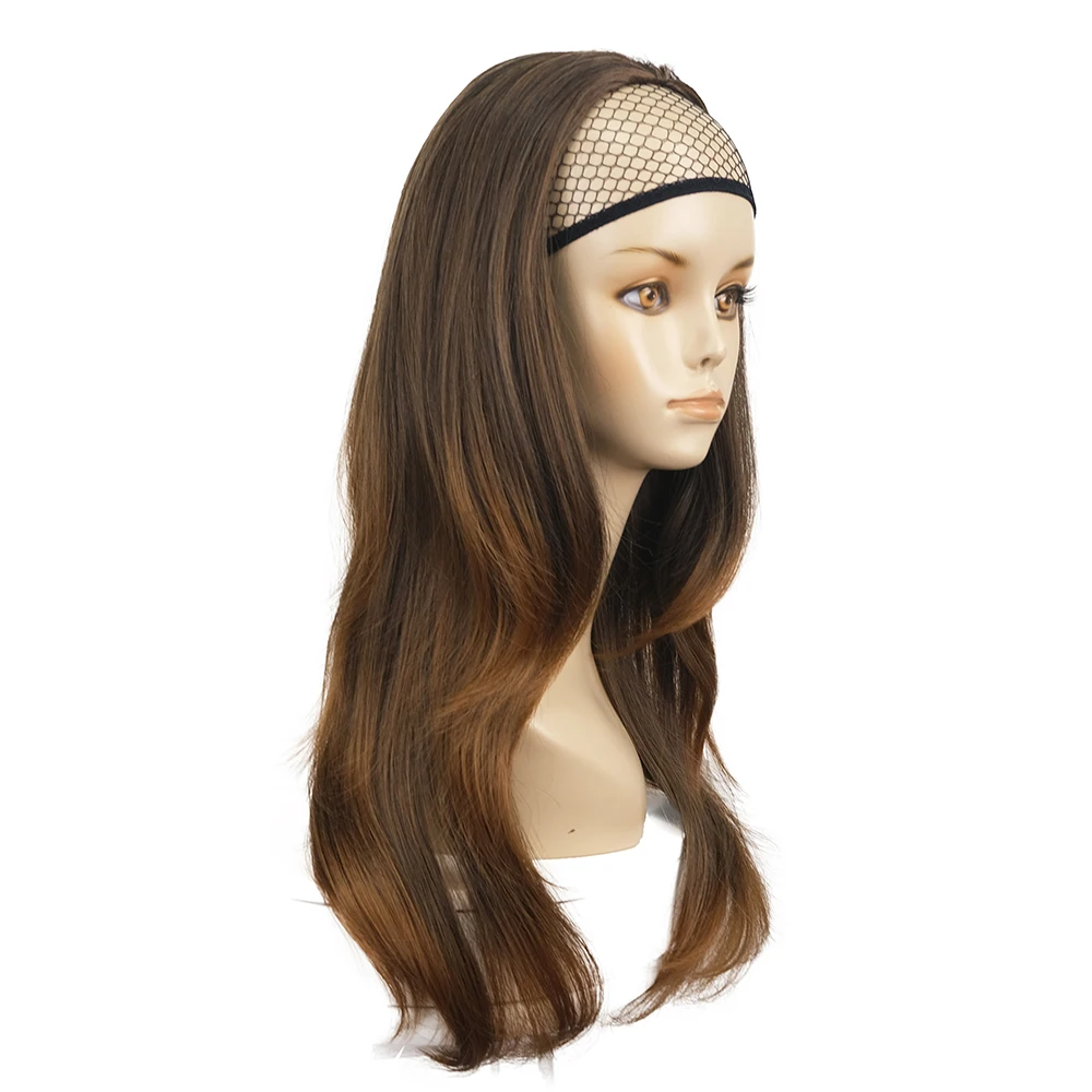 StrongBeauty Women\'s Half Wig Black Long Wavy Synthetic 3/4 Wigs for women