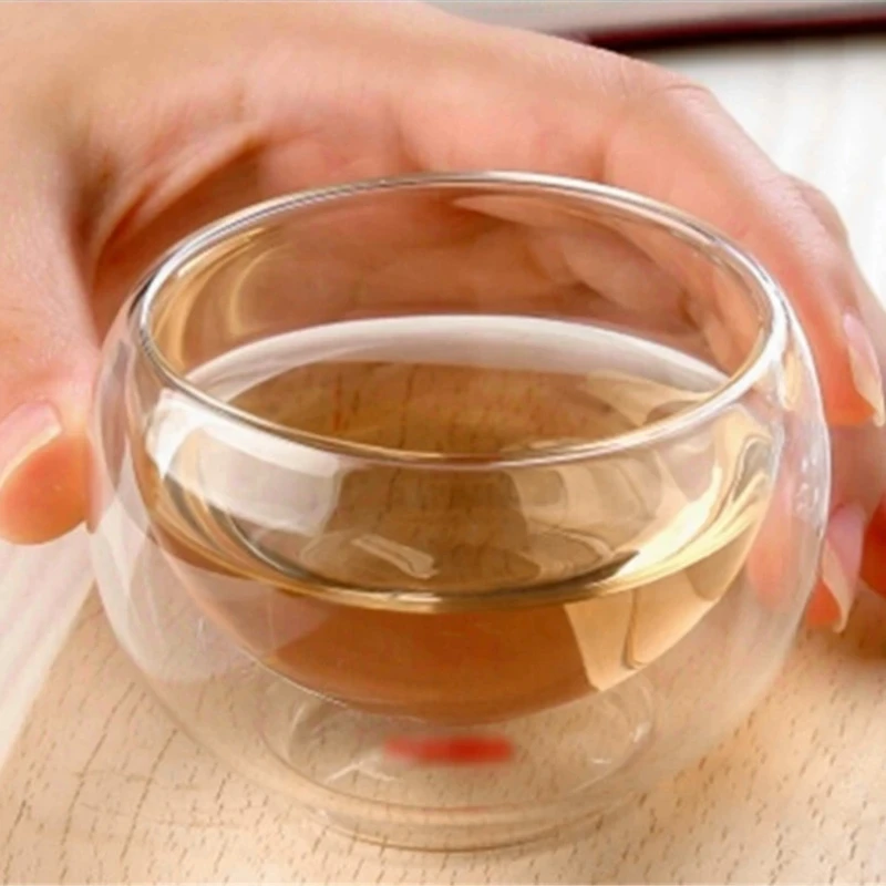 Durable 6pcs/Set 50ML Clear Cups Drinking Healthy Cup Heat Resistant Double Wall Layer Tea Cup Gift Water Flower Tea Cups