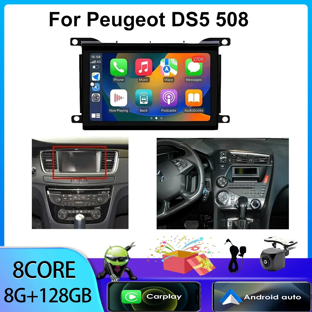 Carplay Für Peugeot DS5 508 2010-2017 Auto Radio Stereo Multimedia Video Player Kopf Einheit GPS Navigation Android auto Radio