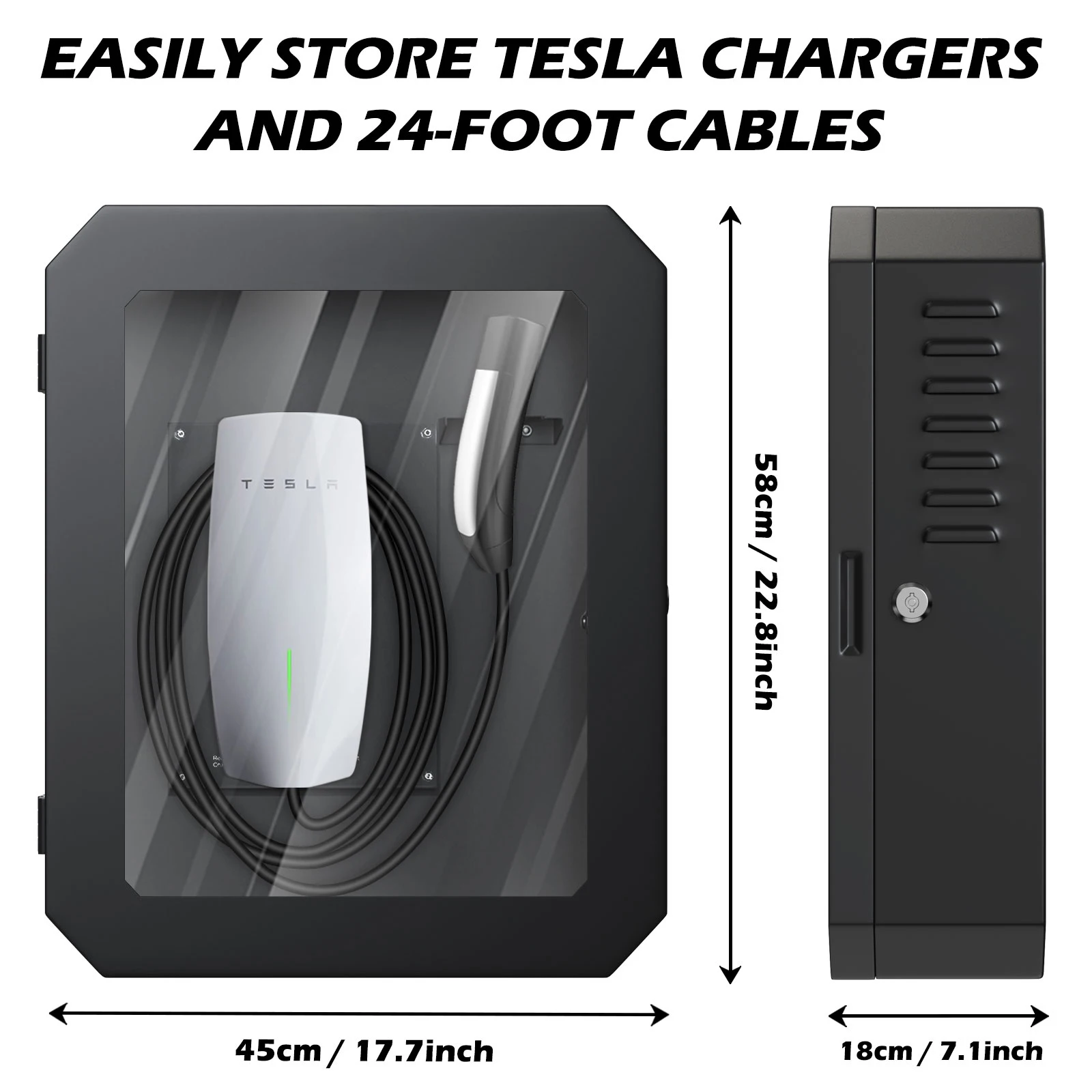 

Charger Box for Tesla Gen 3, Outdoor Wall Charger Cover for Tesla Accessories, Rainproof Dustproof Wall Connector Charging Cable