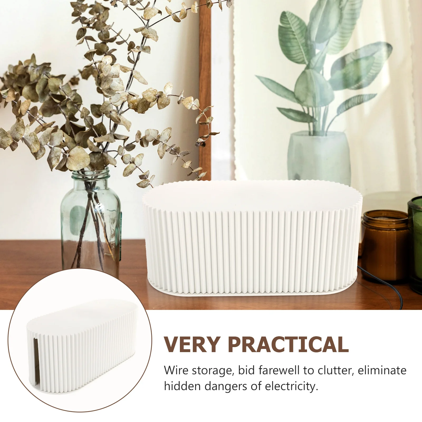 

Desktop Cable Organizer Box Large Space Sturdy Plastic Wire Management Solution for Home Office Kitchen Bathroom Detachable