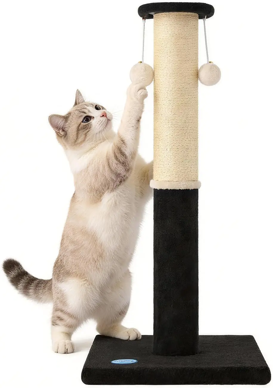 

34-Inch Tall Cat Scratching Post, Large Carpet Scratch Post, Sisal Cat Scratcher, Sturdy and Durable Cat Post with Ha
