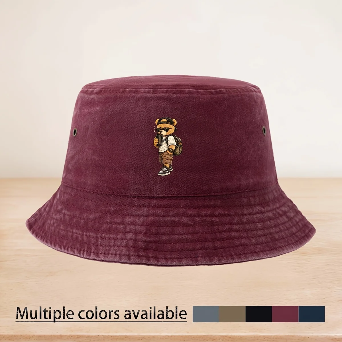 Men's & Women's Coffee Bear Print Bucket Hat - Foldable Lightweight Suitable for Fishing, Trucker Hat with Bear & Coffee, Unisex