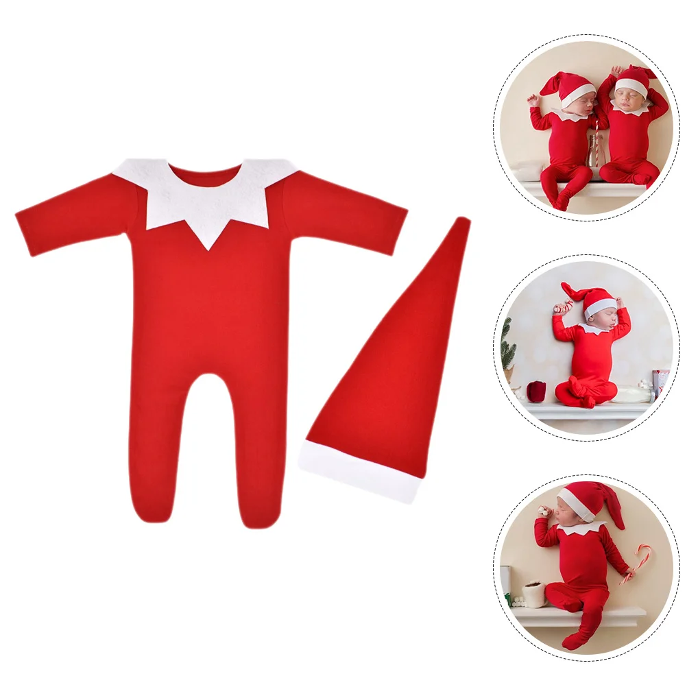 1 مجموعة الوليد عيد الميلاد رومبير مجموعة مع ذيل طويل قبعة طوق عيد الميلاد التصوير الزي للطفل صبي فتاة صور الدعامة الرضع