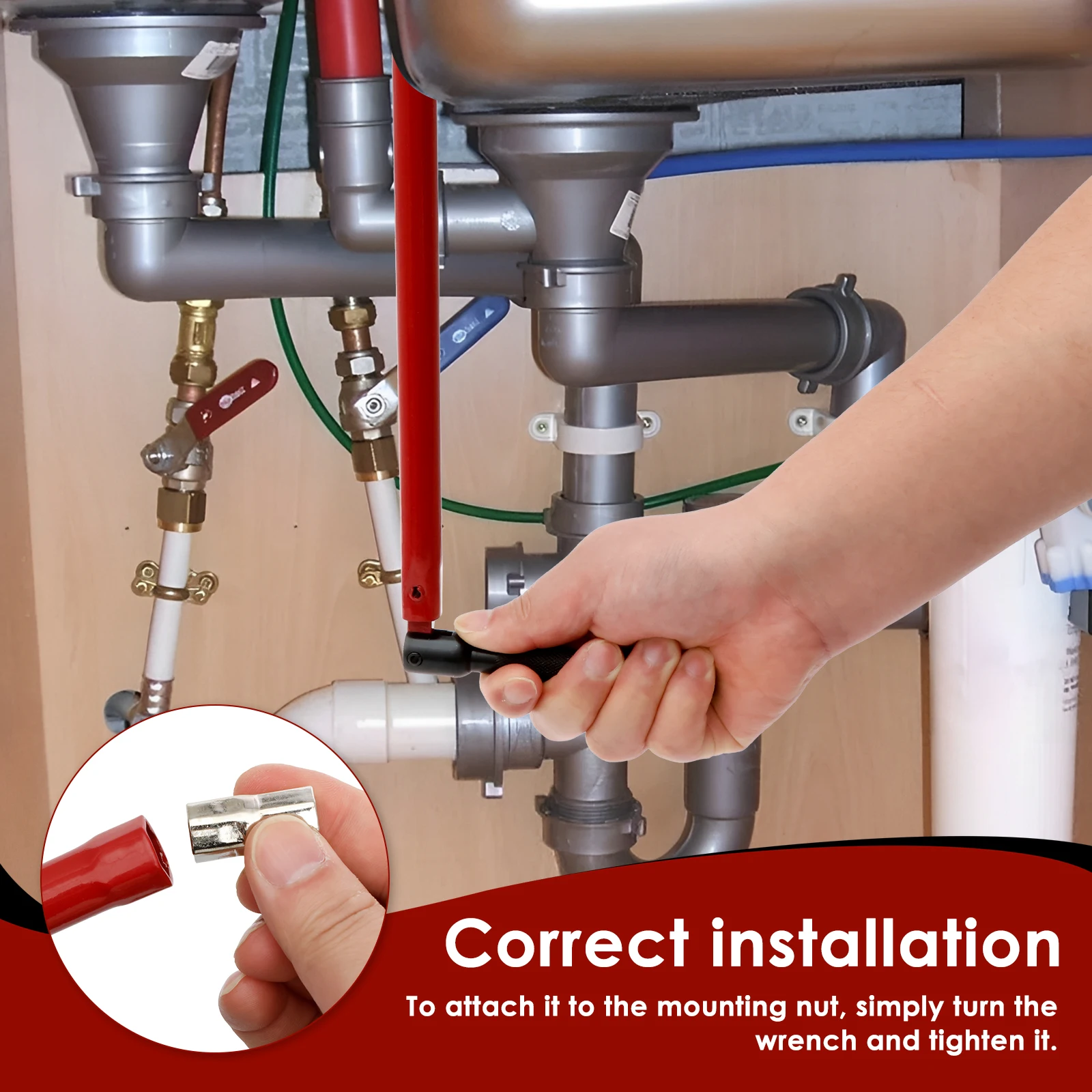 بالوعة صنبور وجع المطبخ الحمام الحنفية تركيب أداة الكربون الصلب الحنفية وجع أدوات إصلاح أنابيب المياه متعددة الوظائف #5