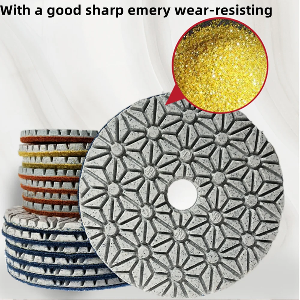 3PC 4 Inch 100mm Dry/Wet Diamond 3 Step Polishing Pads Granite Concrete Marble Polishing Use Grinding Discs Set Power Tools