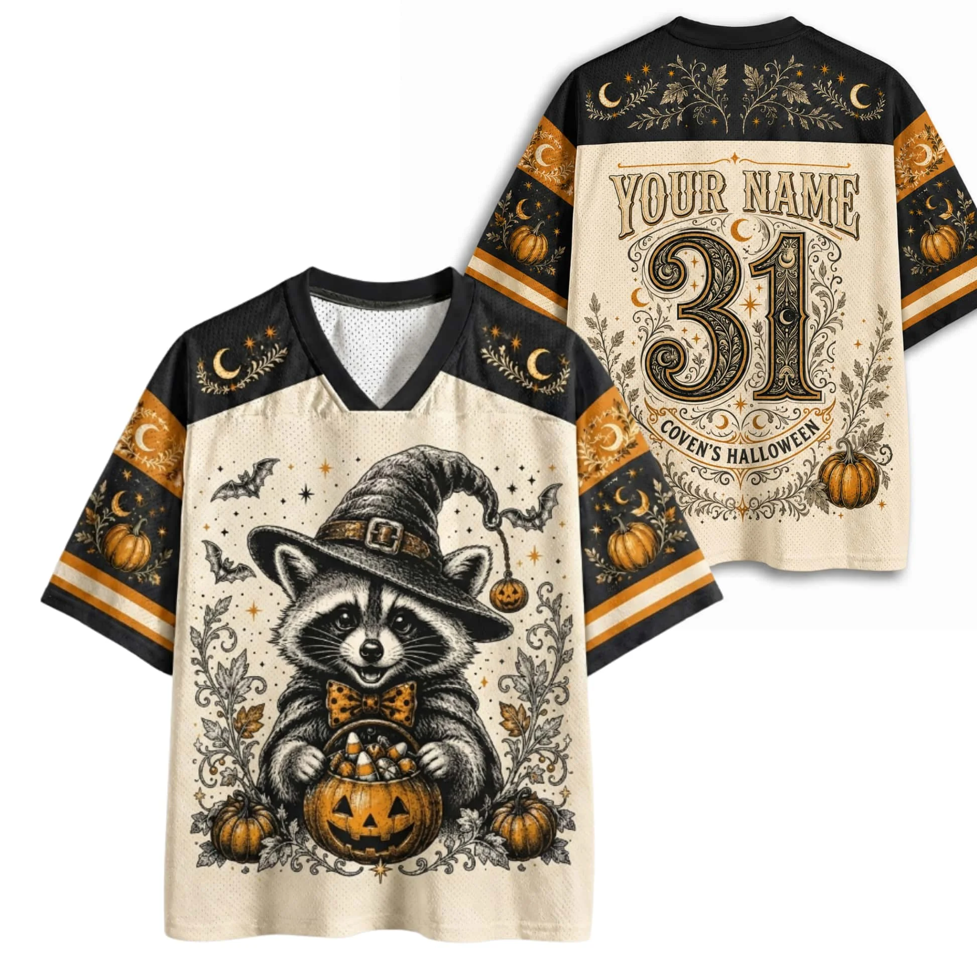 Retro Maillard Halloween Robe Sugar Witcher Raccoon Cat Series Children Adult Parent Child Couple Short Sleeve Holiday Gift