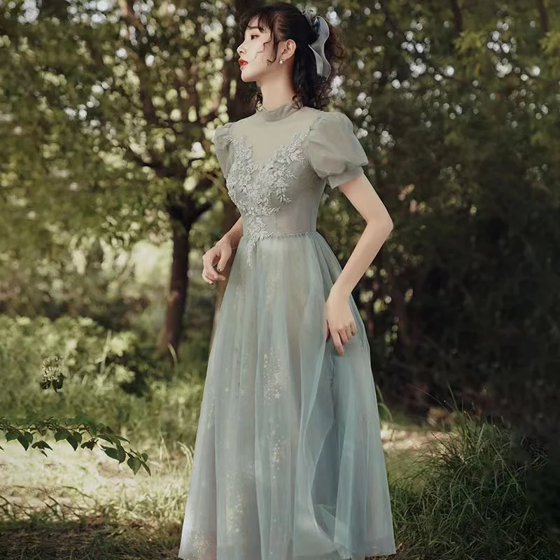 

4 Styles Simple Bridesmaid Dresses A-Line Off The Shoulder Elegant Appliques Long Tulle Cocktail Birthday Party Gowns For Women