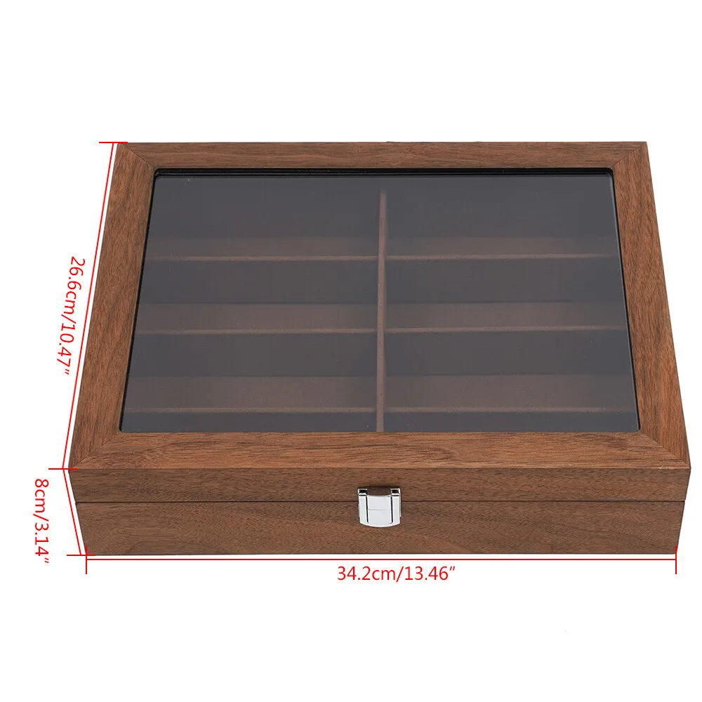 8-Slot Sunglasses Storage Case Wooden Glasses Display Box Glasses Organizer Box