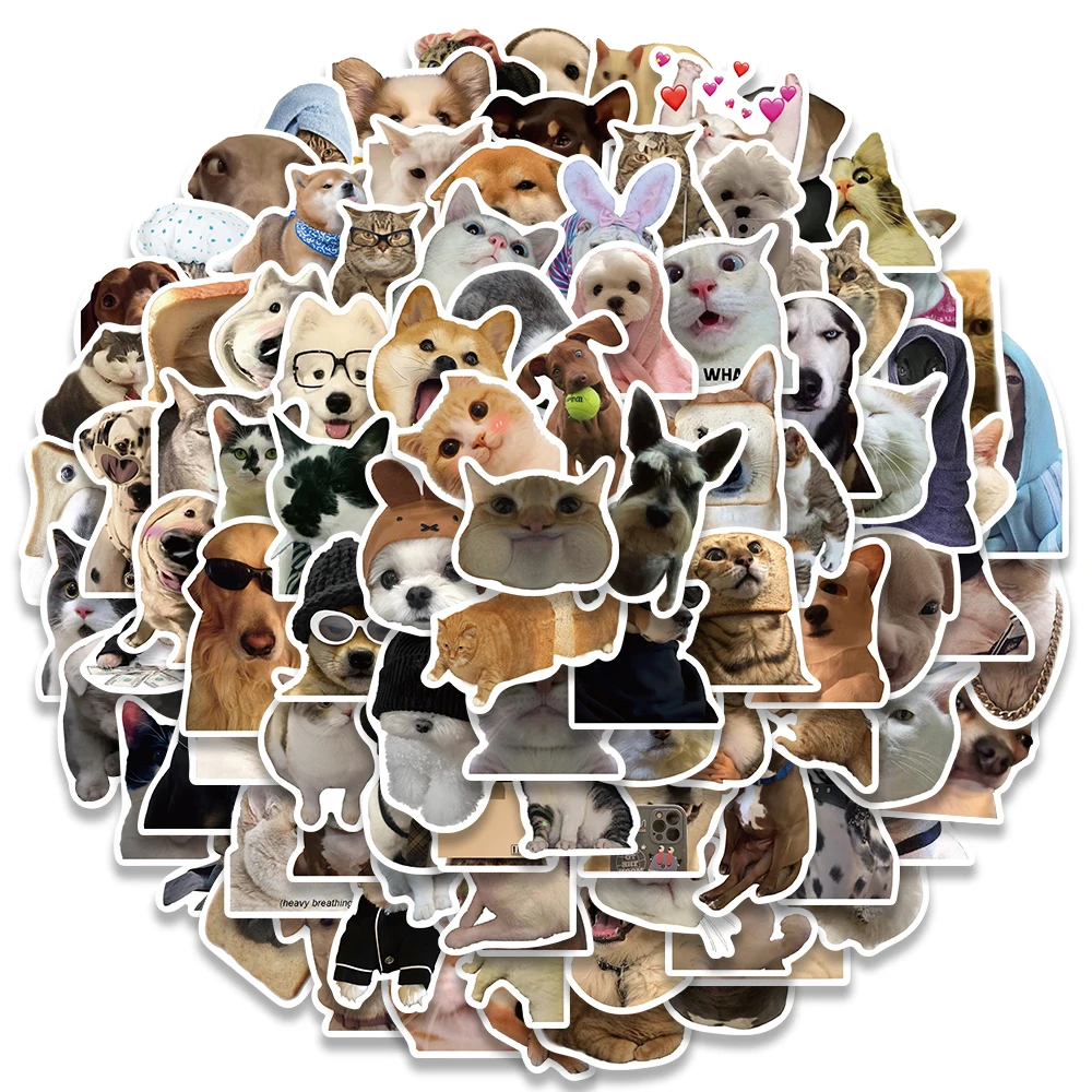 10/30/50/100pcs Cute Animal Dog Cats Meme Stickers Funny Decals DIY Phone Scrapbook Laptop Waterproof Kawaii Kids Sticker Toys