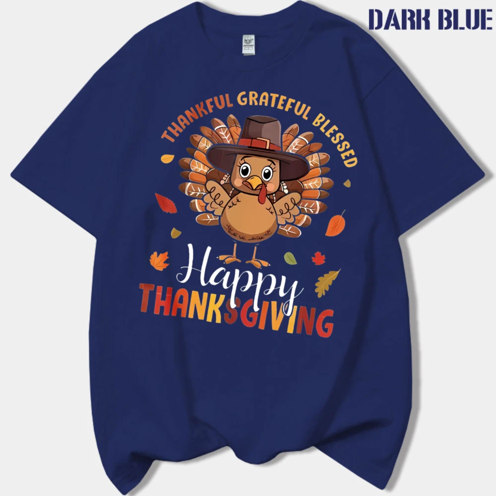 Unisex 100% Cotton Crew Neck T‑Shirt, Thanksgiving Turkey Graphic Tee, Comfortable Casual Short Sleeve Top