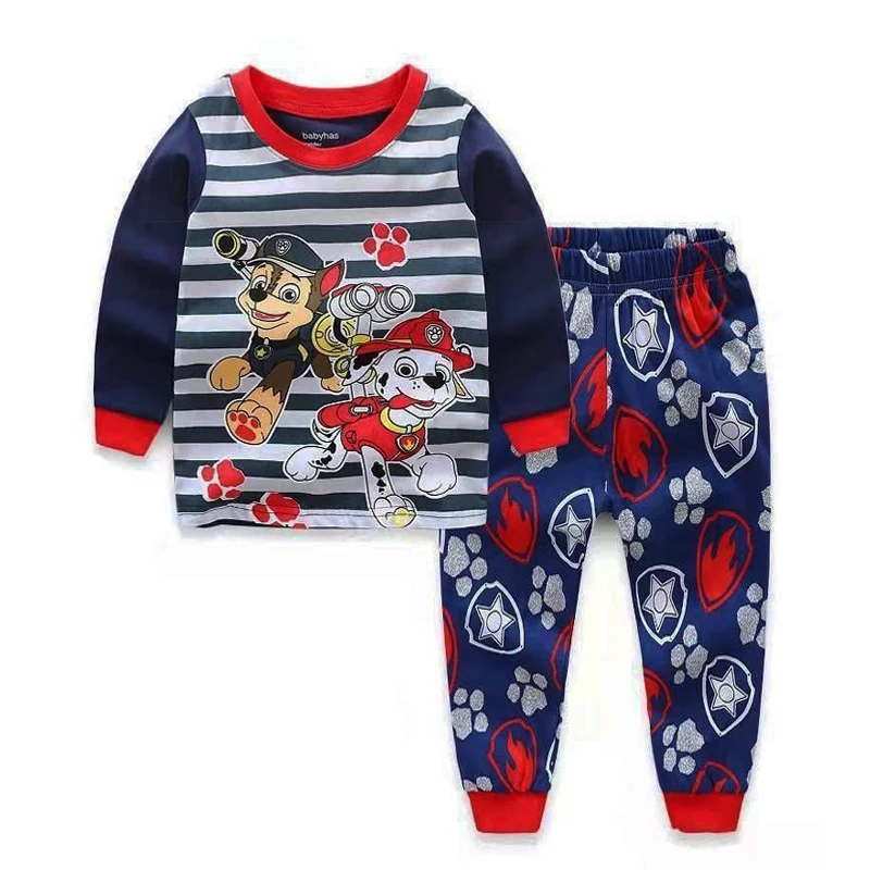 Boys Paw Patrol Pajamas Set Thin Long Sleeved Mashall Chase Rubble Patrulla Children Clothes Kids Sleepwear Spring Nightwear 