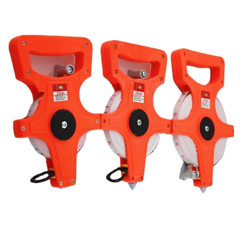 Рулетка из стекловолокна, открытая катушка, 1 шт., 30 м/100 футов 50 м/165 футов 100 м/330 футов, дюймовая метрическая шкала, ударопрочный АБС-пластик, измерительные инструменты