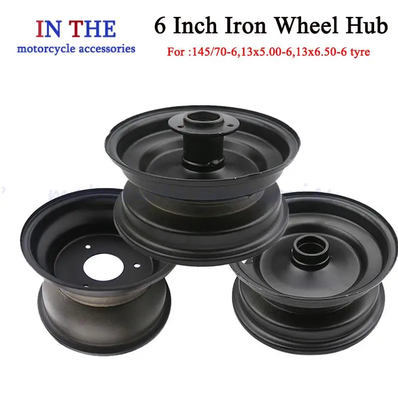 6 Inch Iron Wheel Hub for110cc 125cc ATV Karting Go Kart Lawn Mower-Fits145/70-6,13x5.00-6,13x6.50-6 Tires-Durable&Universal Fit