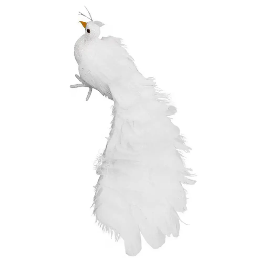

Peacock Decoration 37x12x13 White Hole Realistic Design for Indoor Ornament Plastic Statue Art Model
