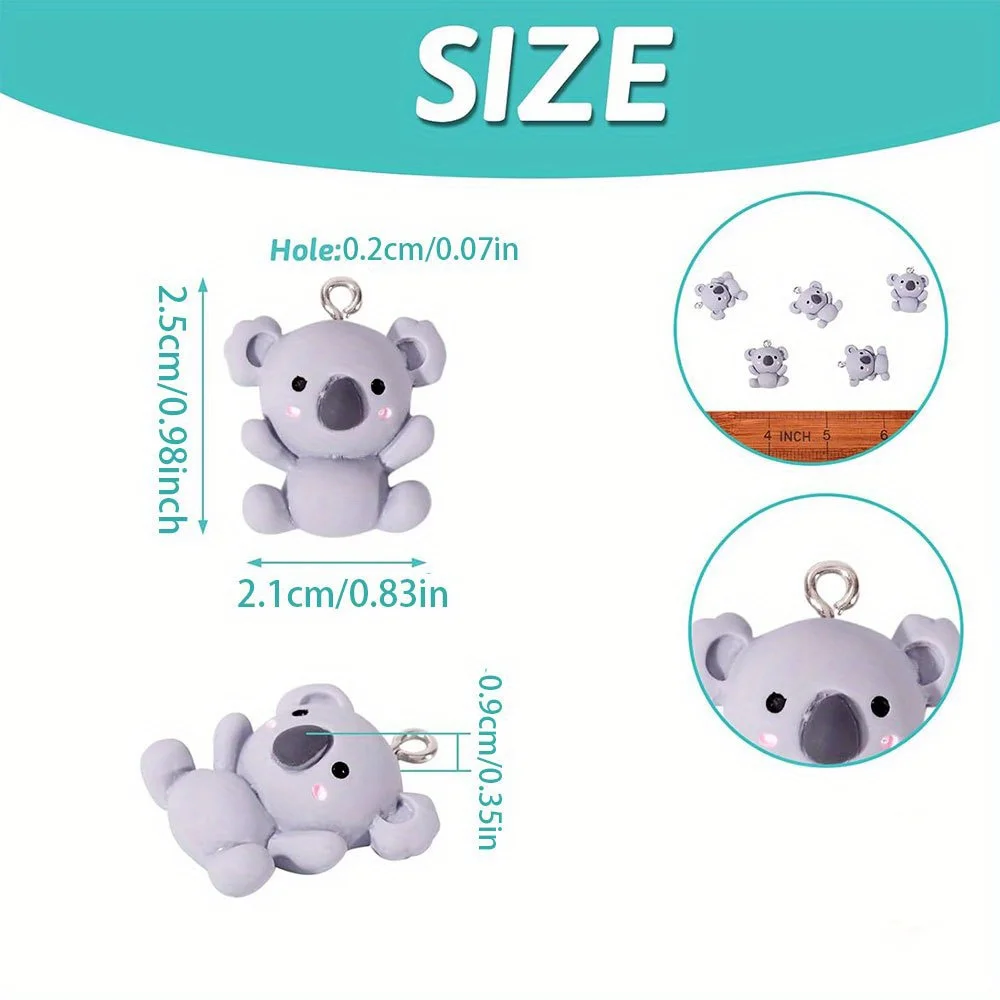 3/10/20pcs Resin Koala Shaped Pendant,DIY Jewelry Decoration Accessories,Christmas,Halloween,Valentine's Day,Thanksgiving Gifts view 4