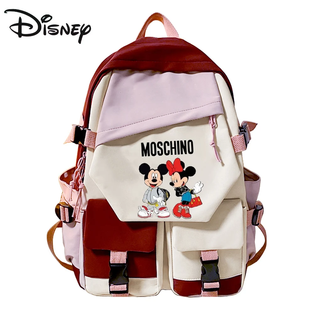 Disney Backpack Boys Girls Kawaii Mickey Mouse Cartoon Schoolbag Teenager Waterproof Schoolbag Mochila Disney Gift for Kids