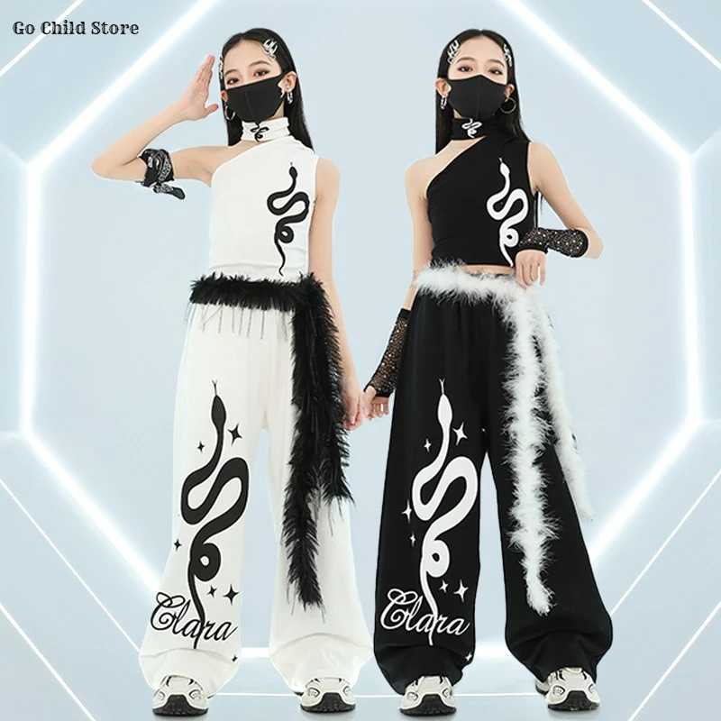 

Girls K-pop Stage Snake Crop Top Street Dance Pants Kids Hip Hop Streetwear Children Jazz Girl Group Costumes Teens Clothes Sets