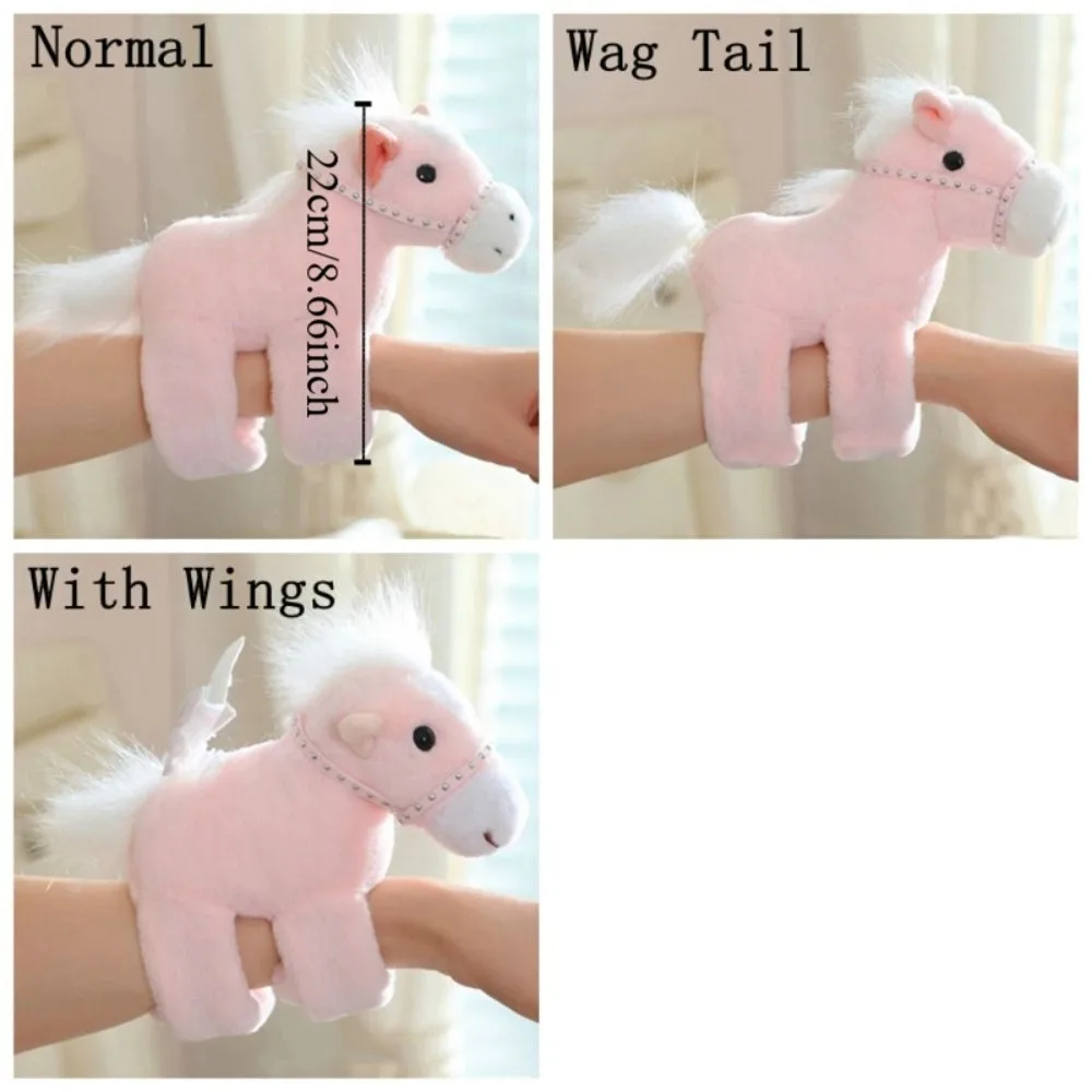 Mignon Simulation cheval en peluche Bracelet doux dessin animé poney claque Bracelet filature queue nouveauté cheval en peluche jouet enfants