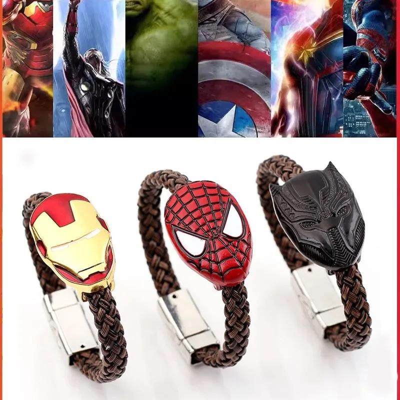 New Marvel Avengers Spider Man Iron Man Cartoon Creative Souvenir Bracelet High-Looking Personalized Unique Braided Bracelet