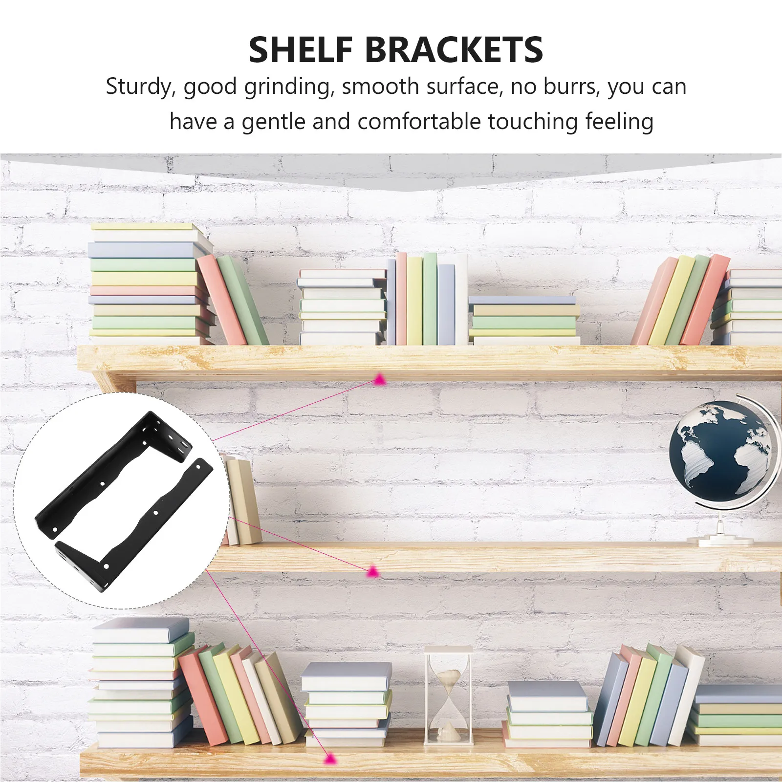 2Pcs Metal Floating Shelf Brackets Iron Angle Brackets for Shelves Cabinets Furniture Wall Mounting Sturdy Smooth Surface Shelf