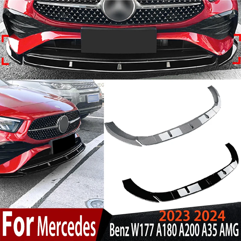 

For Mercedes Benz W177 A180 A200 A35 AMG 2023 2024 Car Front Bumper Splitter Spoiler Lip Diffuser Body Kit Modification Exterior