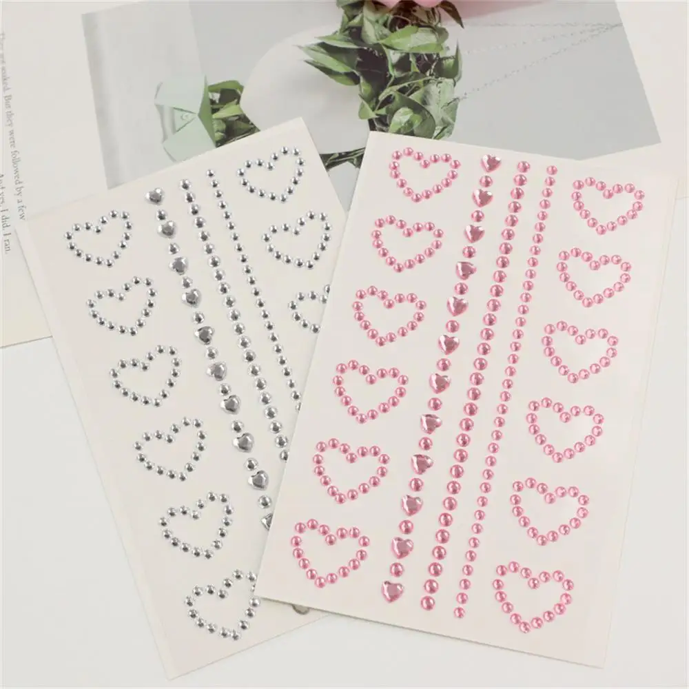3D Rhinestone Star Heart Stickers Shiny Crystal Stationery Stickers Face Jewelry Crystal Diamond DIY Eyes Decoration Sticker