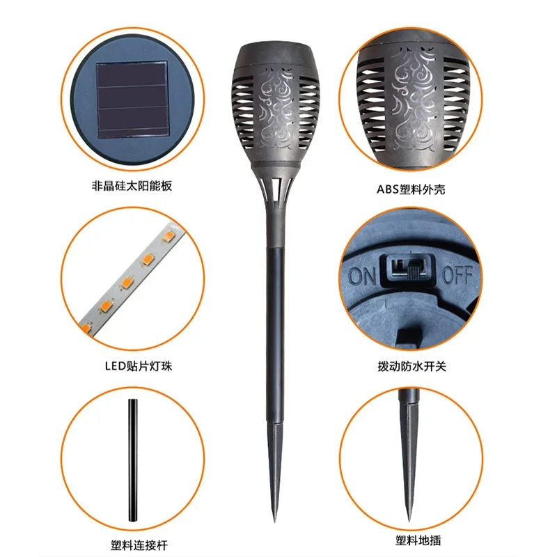 جديد الشمسية LED لهب مصباح مقبض مصباح في الهواء الطلق ديكور المناظر الطبيعية مصباح حديقة مصباح المناظر الطبيعية الزخرفية