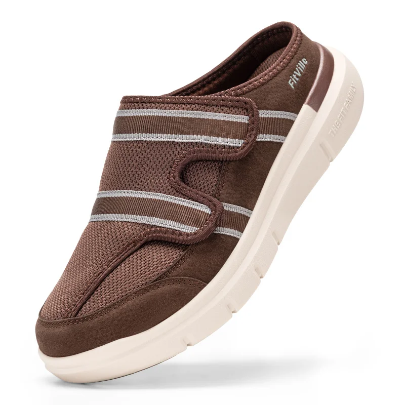 

FitVille Men’S Wide Slippers With Arch Support House Slipper Mules‌ Breathable Adjustable Orthopedic Indoor Walking Shoes