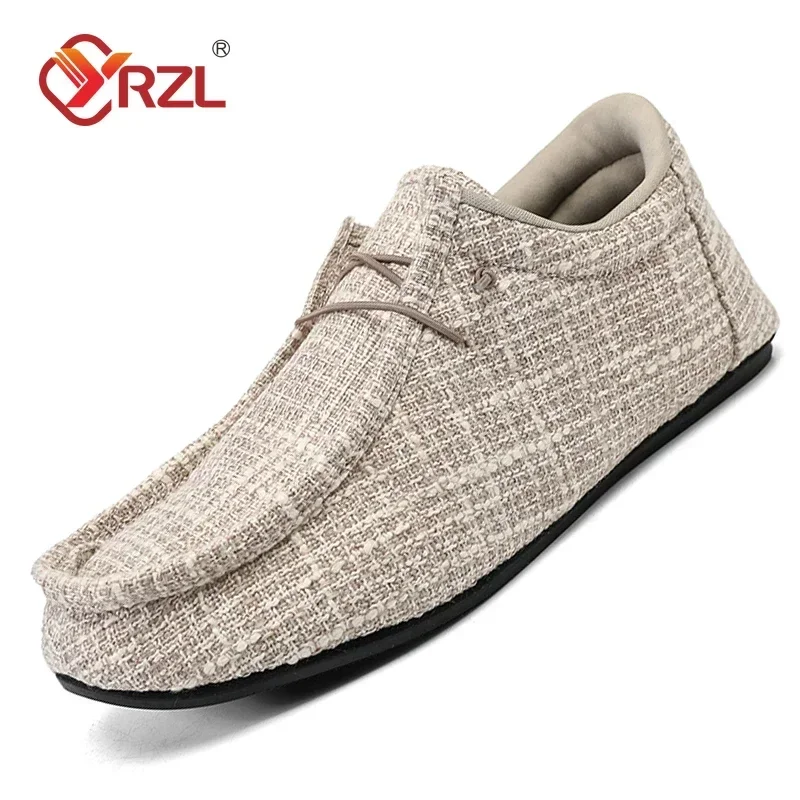 YRZL Men's Loafers Lightweight Casual Canvas Shoes Outdoor Soft Breathable Fashion Comfortable Non Slip Loafers for Men