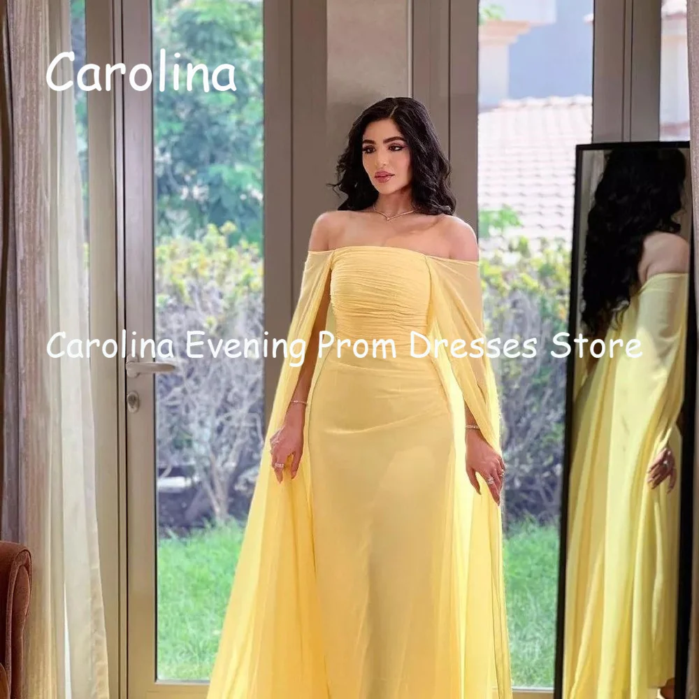 

Carolina Chiffon Mermaid Off-the-shoulder Ruffle Prom Gown Ankle Length Evening Formal Elegant Party Dress for Women 2023