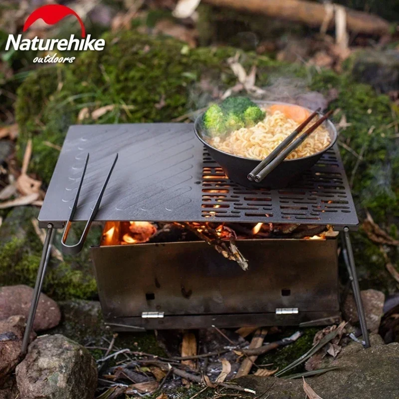 Imagem -03 - Naturehike-titânio Churrasco Placa para Camping Portátil Lenha Bbq Placa Titânio Food Clip Ultraleve Outdoor Baking Bandeja