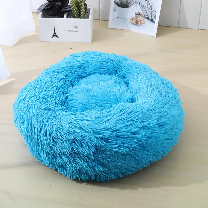 Ronde kattenbedden Huis Zacht lang pluche bed voor honden Mand Huisdierproducten Kussen Kattenbed Kattenmat Slaapbank, Geschikt voor de winter