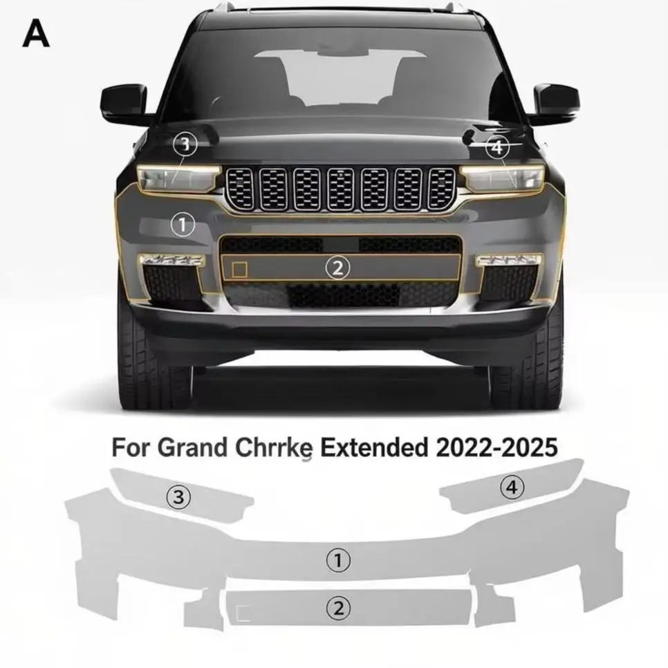 

For Grand Cherokee Extended 2022-2025 TPU Bumper Scratch-Resistant Self-Healing Paint Protection Film Invisible Pre-cut PPF﻿