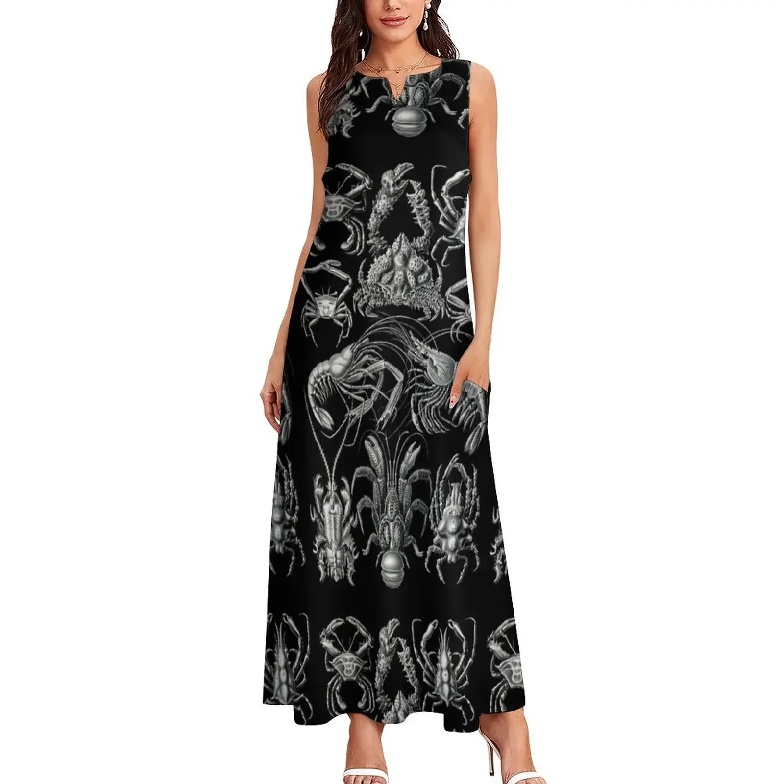 Decapoda – Beehnfukkreble, caranguejo azul Chesapeake, camarão branco, camarão Whiteeg de Ernst Haeckel Vestido longo