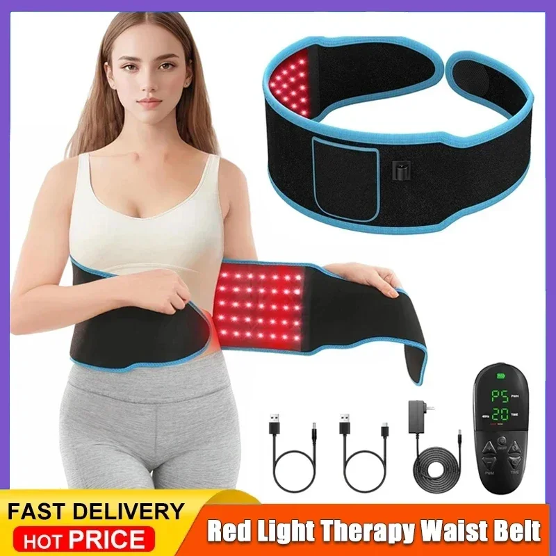 Cinturón de Terapia de Luz Roja e Infrarroja LED 850nm 660nm, Faja Reductora para Cintura y Rostro, Almohadilla Térmica de Cuerpo Completo, Dispositivo de Belleza para Quemar Grasa