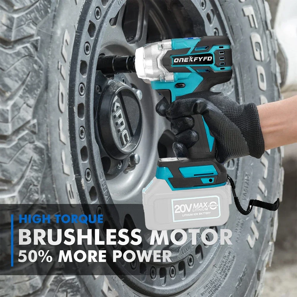 2 IN 1 350 N.M Brushless Cordless Electric Impact Wrench 1/2 inch Screwdriver Socket Power Tools for Makita 18V（No Battery）