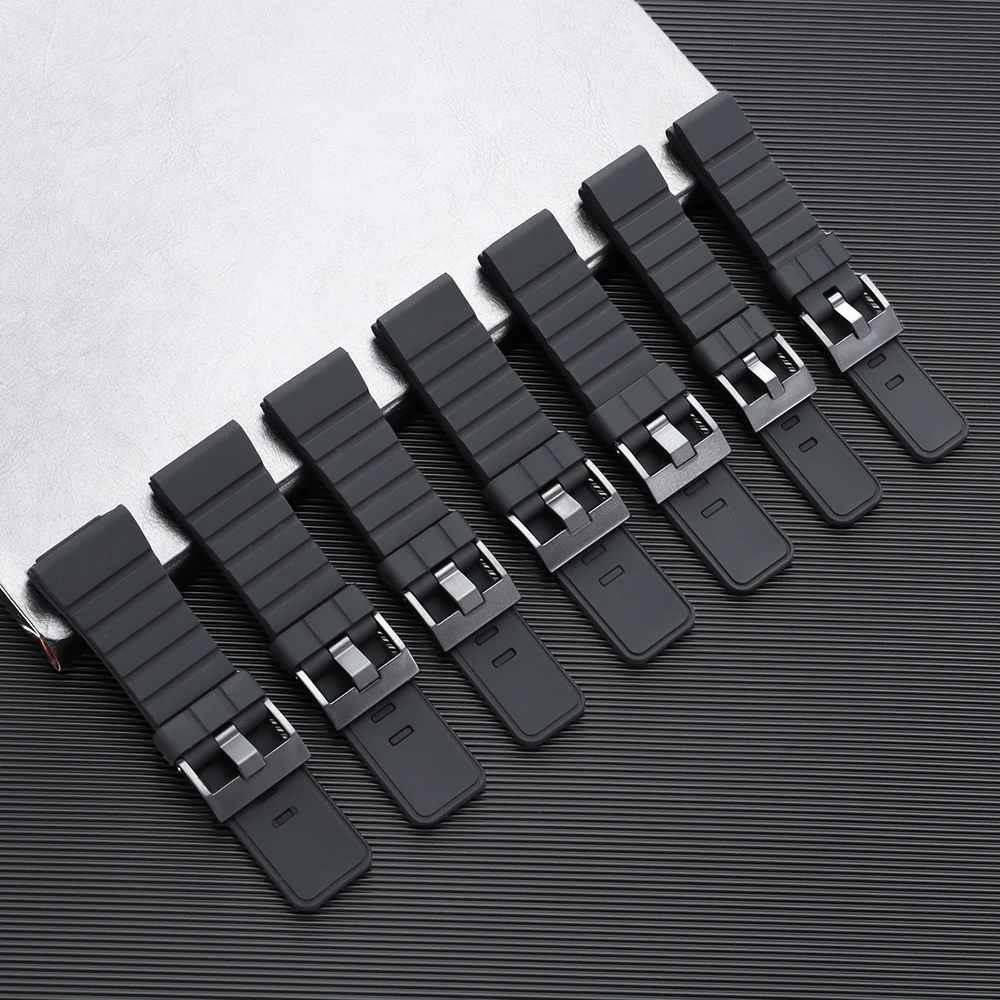 Silicone Watch Strap 18mm 20mm 22mm 24mm 26mm 28mm 30mm Black Rubber Watch Band Waterproof Universal Wristband for Men Women