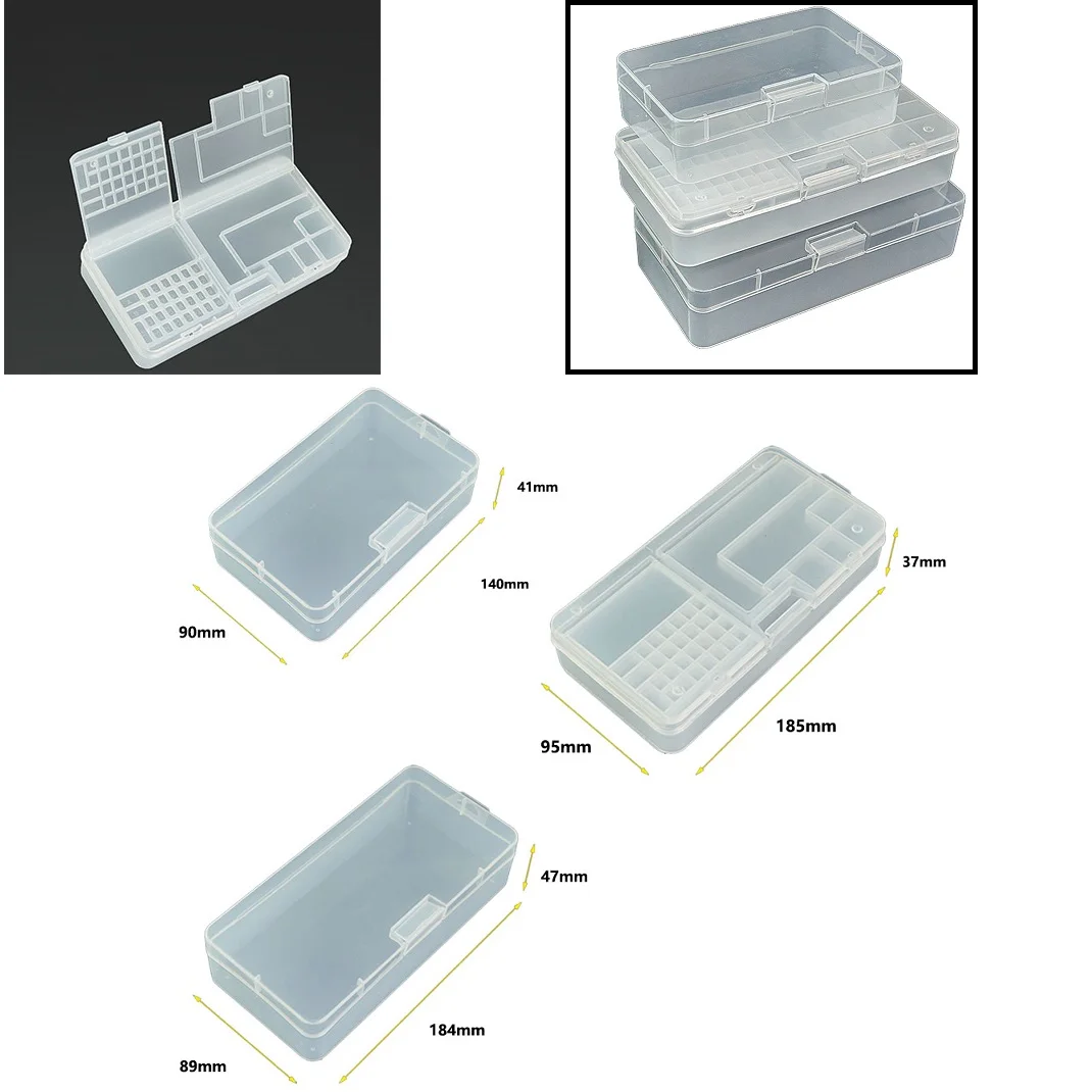 1pc Transparent Rectangle Plastic Storage Box Screw Holder Case Organizer Container Jewelry Nail Art Equipment Tools Case