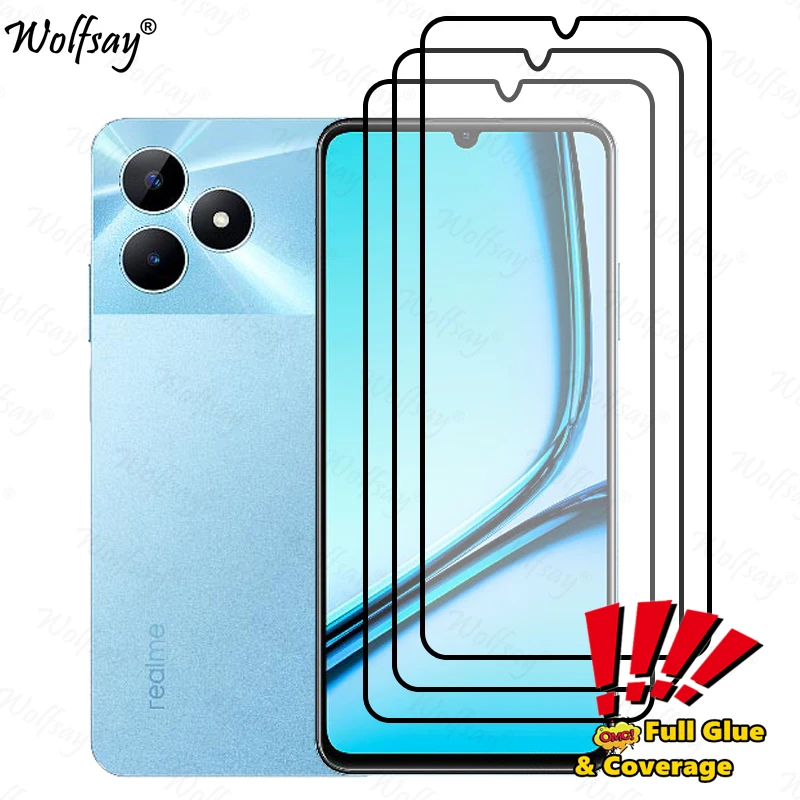 Full Cover Glue Screen Protector For Realme Note 50 Tempered Glass For Realme Note 50 Glass For Realme Note 50 Glass 6.74 inch