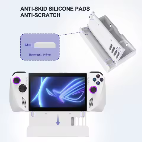 Game Console Desktop Support with Anti-Slip Silicone Pad Portable Game Stand Adjustable Foldable for ASUS Rog Ally/Steam Deck