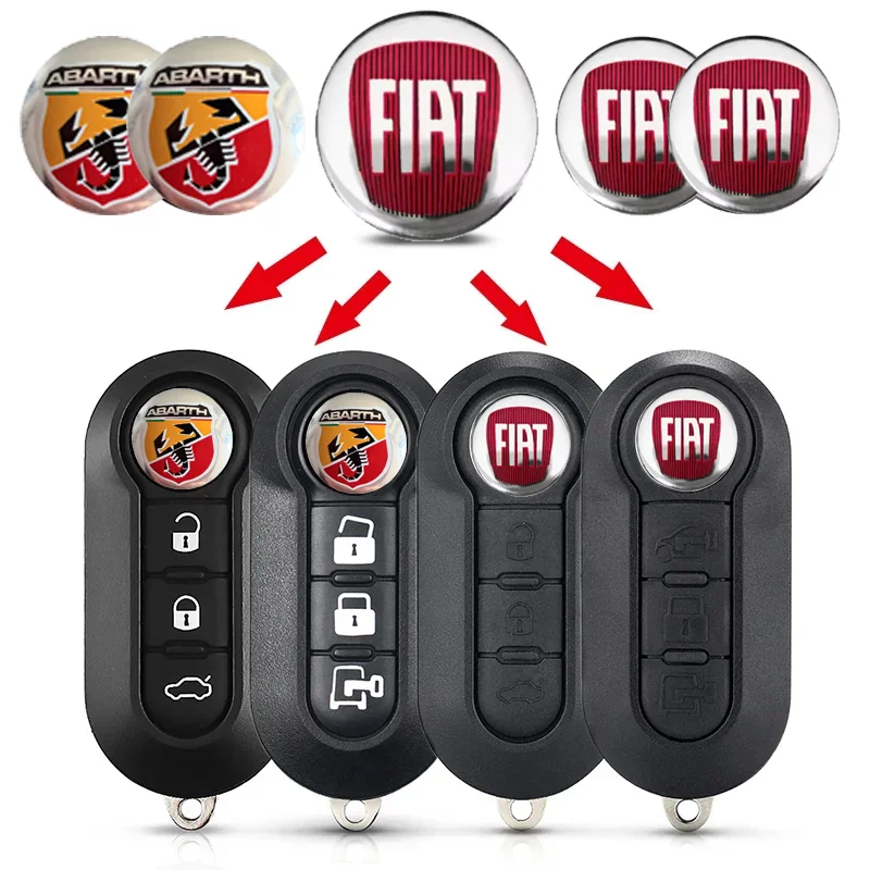 14mm Aluminum Car Remote Key Emblem Sticker Fit Fiat 500 Punto Panda Stilo Bravo Doblo Abarth
