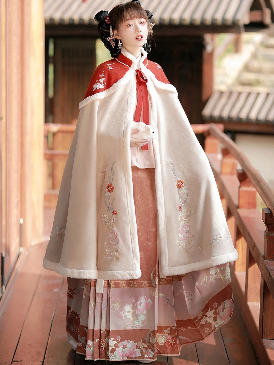 CHinese hanfu cape  Ming made cape Hanfu Women's plush and thickened Chinese style cape jacket Winter Chinese style shawl