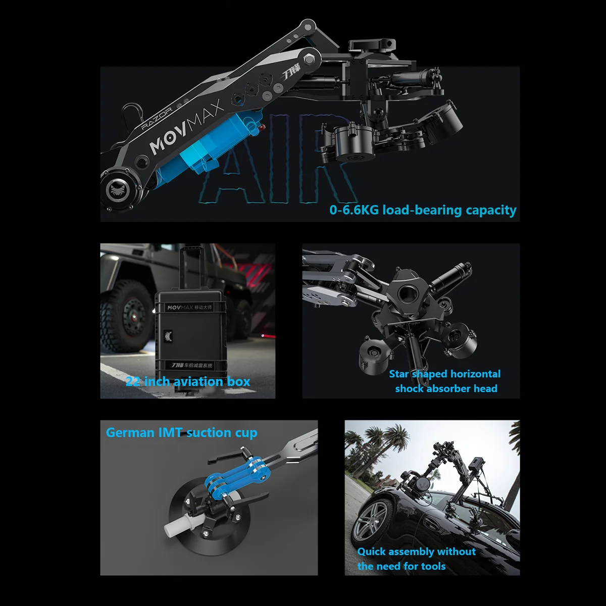 Movmax Grip Dolly Camera Dolly System  capacity of 90kg Optimized Wheelsfor Curved Tracks VersatileMountingOptions vs greenbull