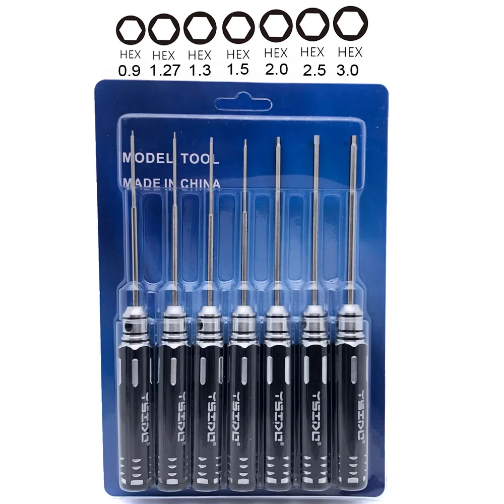 YSIDO 0,9 1,27 1,3 1,5 2,0 2,5 3,0mm 7Pcs Hex Schraubendreher Werkzeuge Schlüssel für Traxxas Axial RC Hubschrauber auto Flugzeug FPV Drone – Detail 8