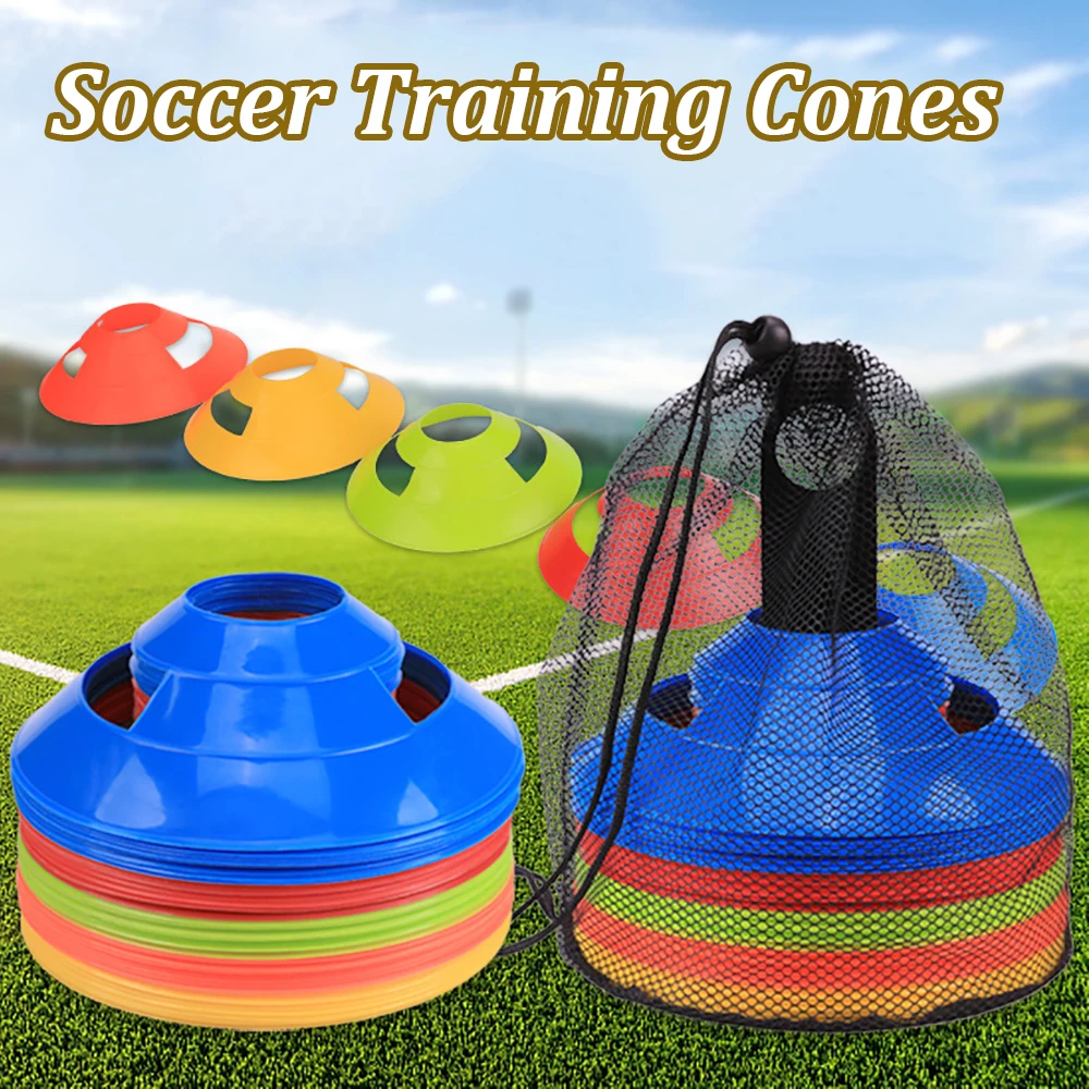 Soccer Training Cones with Portable Bags and Brackets Agility Sports Windproof Pressure Resistant Marker Discs Fitness Training