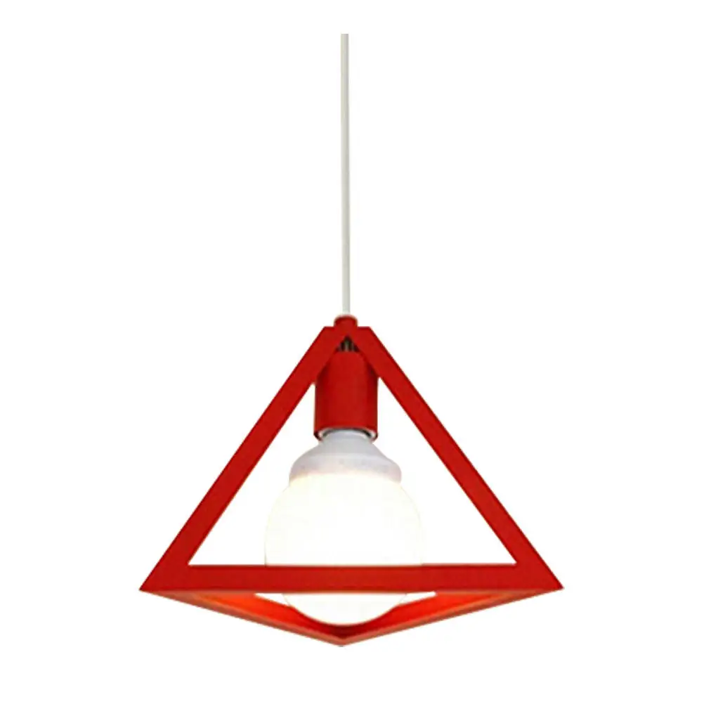 Vintage Industrial Triangle Chandelier Ceiling Light Red with 1M Adjustable Hanging String Eye Protection Energy Saving Ferrous